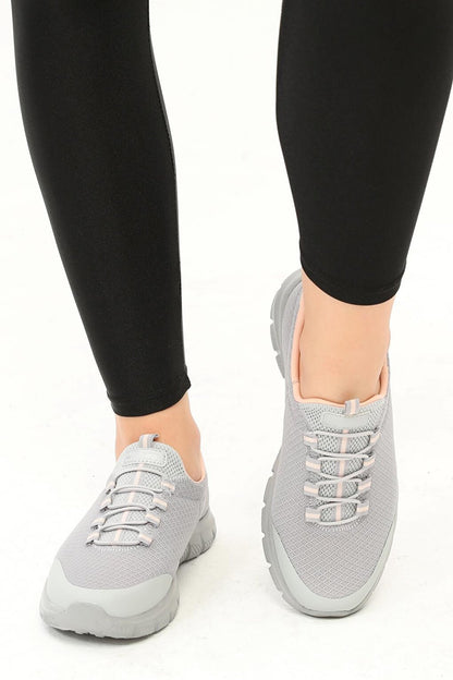 Gray-Pink Mesh Women's Sneakers Flexible