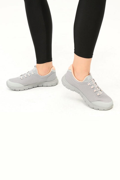 Gray-Pink Mesh Women's Sneakers Flexible