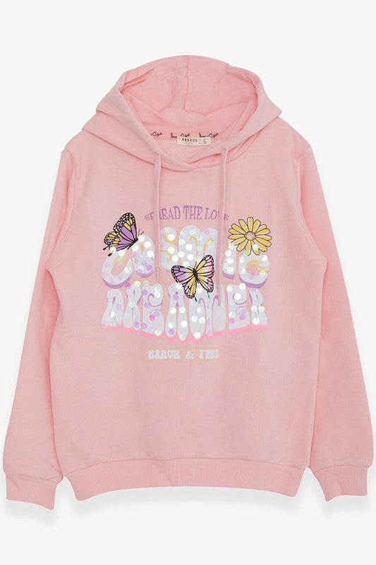 Girl's Sweatshirt Butterfly Printed Pink (Age 7)