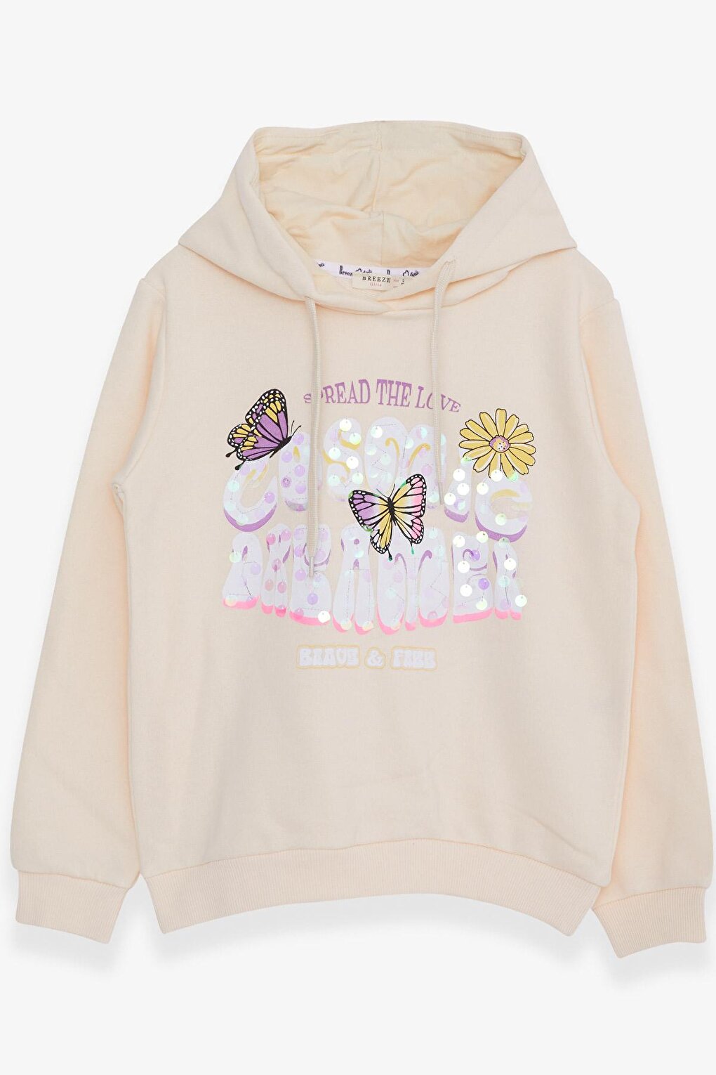 Girl's Sweatshirt Butterfly Printed Cream (Age 7-10)