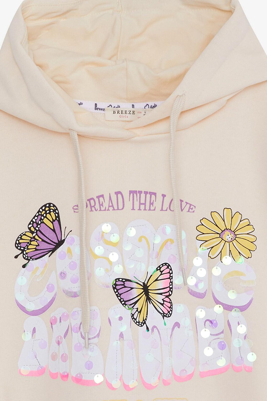 Girl's Sweatshirt Butterfly Printed Cream (Age 7-10)