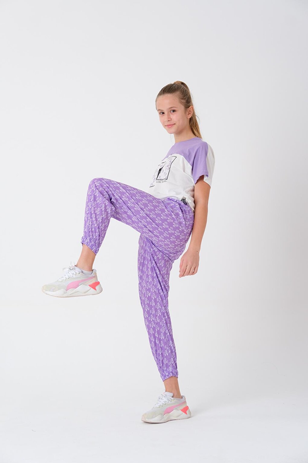 Girl's Letter Printed Jogger Bottom 8-13 Years LX1002