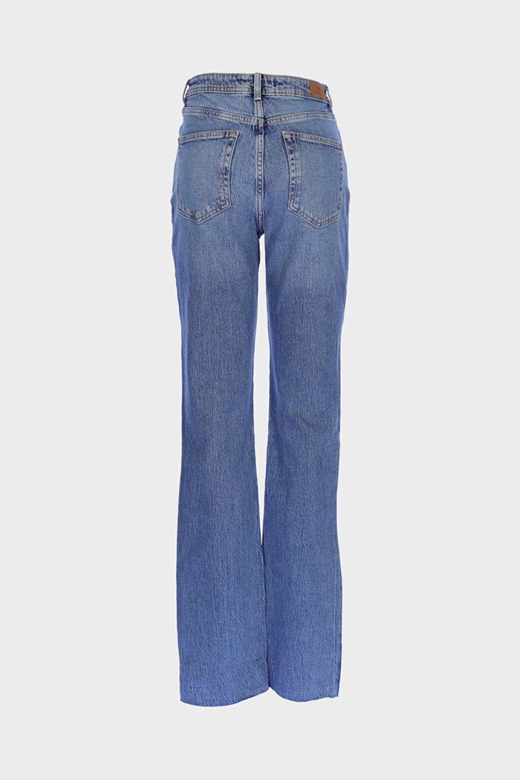 Medium Blue Slim Straight Slit Leg Zippered Jean Trousers C 4556-021