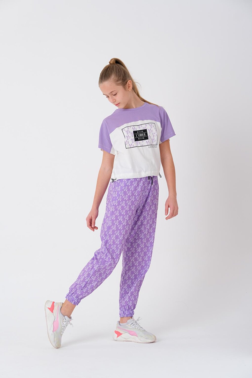 Girl's Letter Printed Jogger Bottom 8-13 Years LX1002