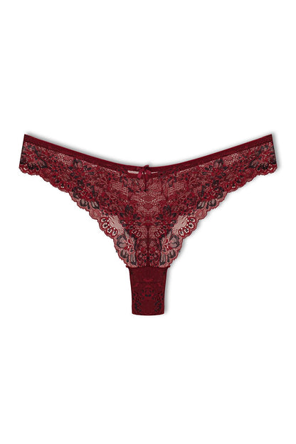 Double Color Lace High Waist Brazilian Women's Thong Panties 5-pack