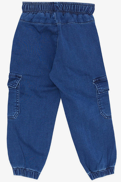 Boy's Jean Trousers Blue with Elastic Waist and Cargo Pocket (1-3 Years)