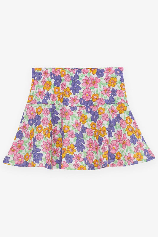 Girl's Skirt Colorful Flower Patterned Elastic Waist Mixed Color (6-12 Years)