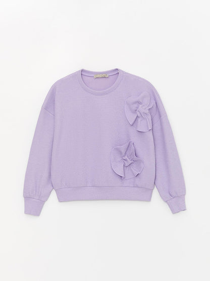 Girl's Floral Embroidered Wrap SweatShirt with Elastic Waist