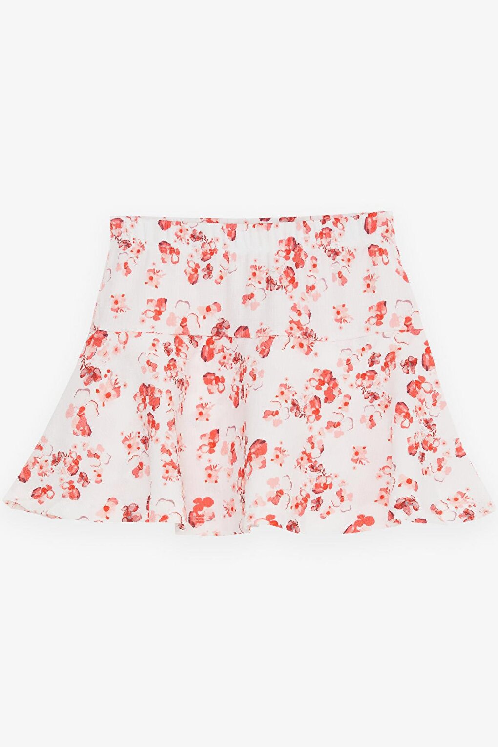 Girl's Shorts Skirt Floral Patterned Elastic Waist Ecru (6-12 Years)