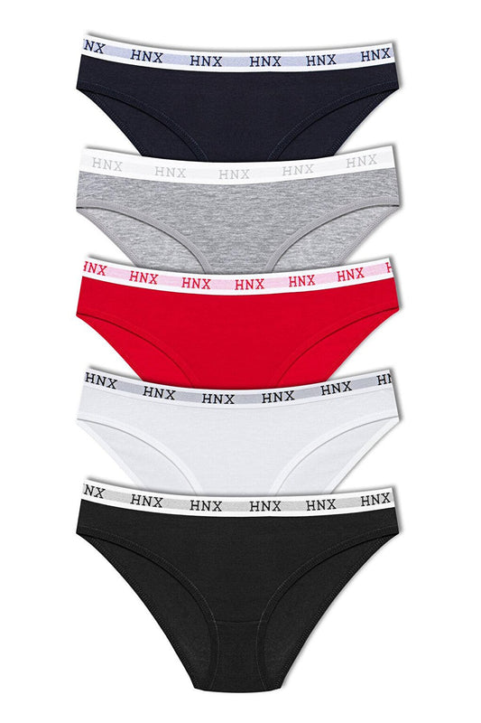 Cotton Waist Written Elastic Basic Women's Panties 5-pack