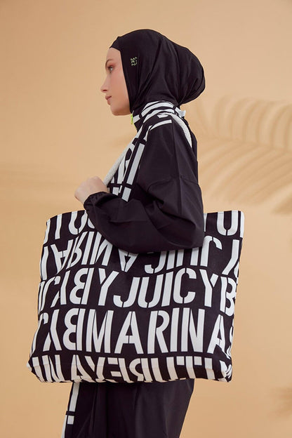 Black Combination Beach Bag C2301