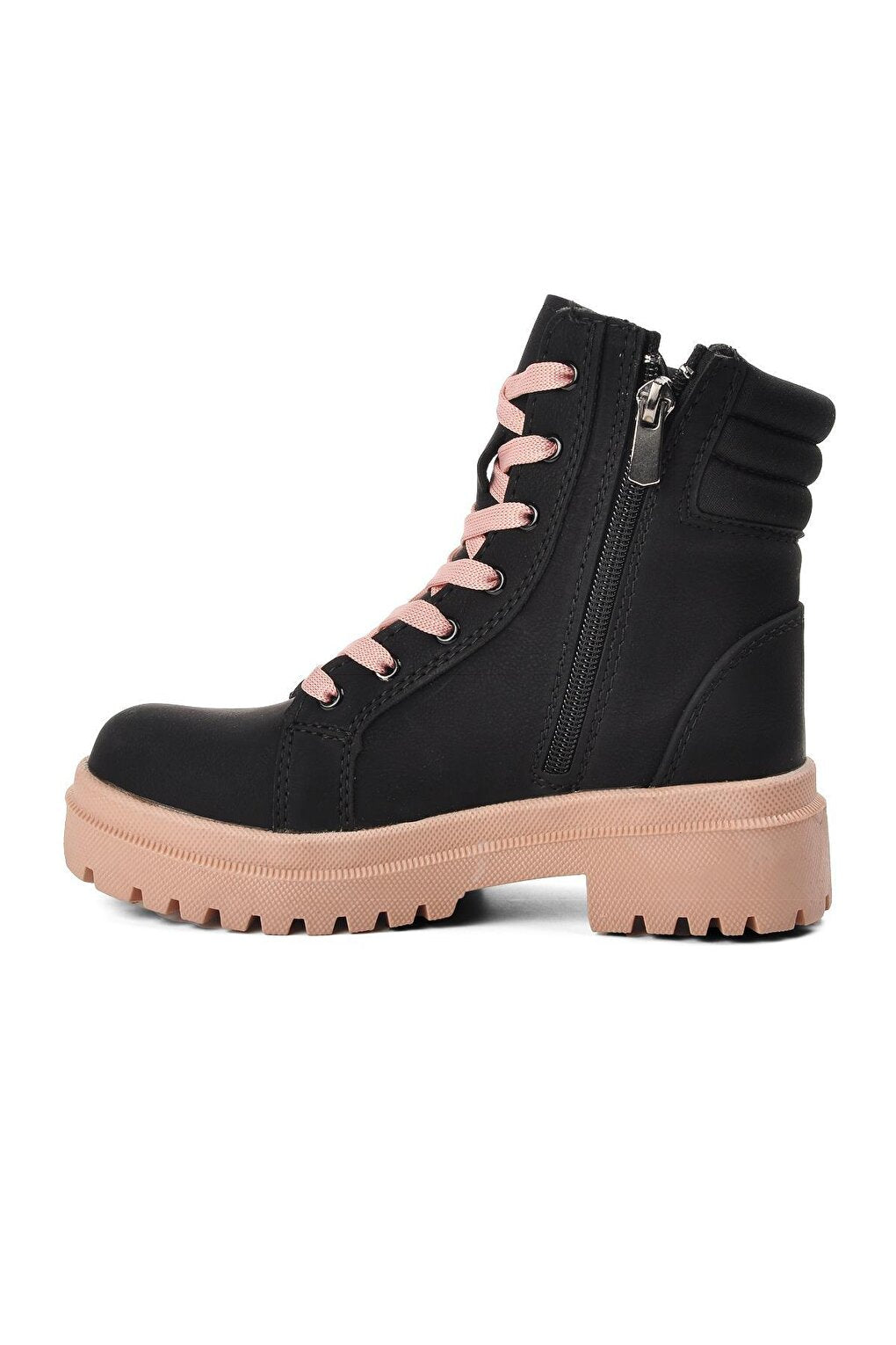 Siple-F Black-Salmon Fleece Kids Boots