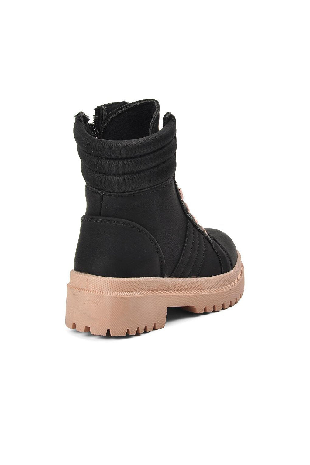 Siple-F Black-Salmon Fleece Kids Boots