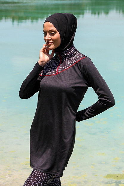 Black Full Covered Hijab Swimsuit R1117