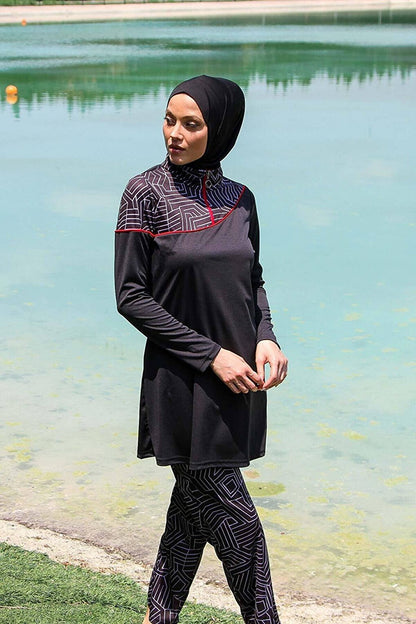 Black Full Covered Hijab Swimsuit R1117