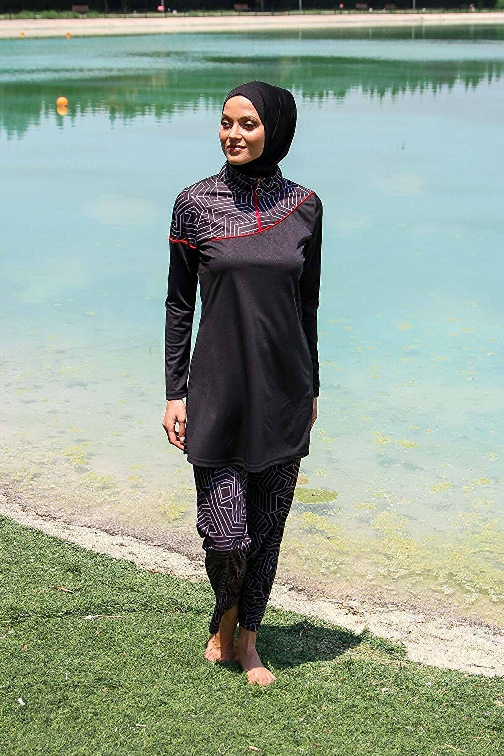 Black Full Covered Hijab Swimsuit R1117