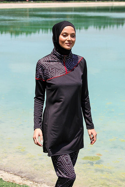 Black Full Covered Hijab Swimsuit R1117