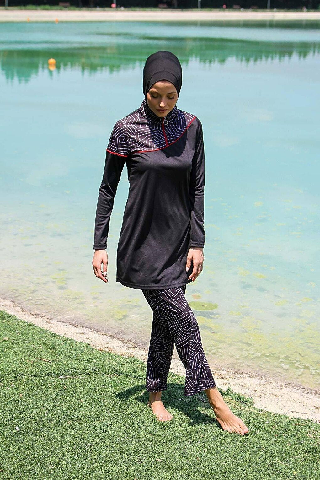 Black Full Covered Hijab Swimsuit R1117