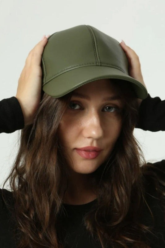 Vegan Leather Cap Khaki - SPK005