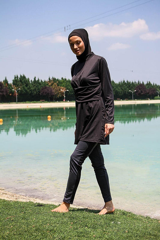 Black Full Covered Hijab Swimsuit R1118