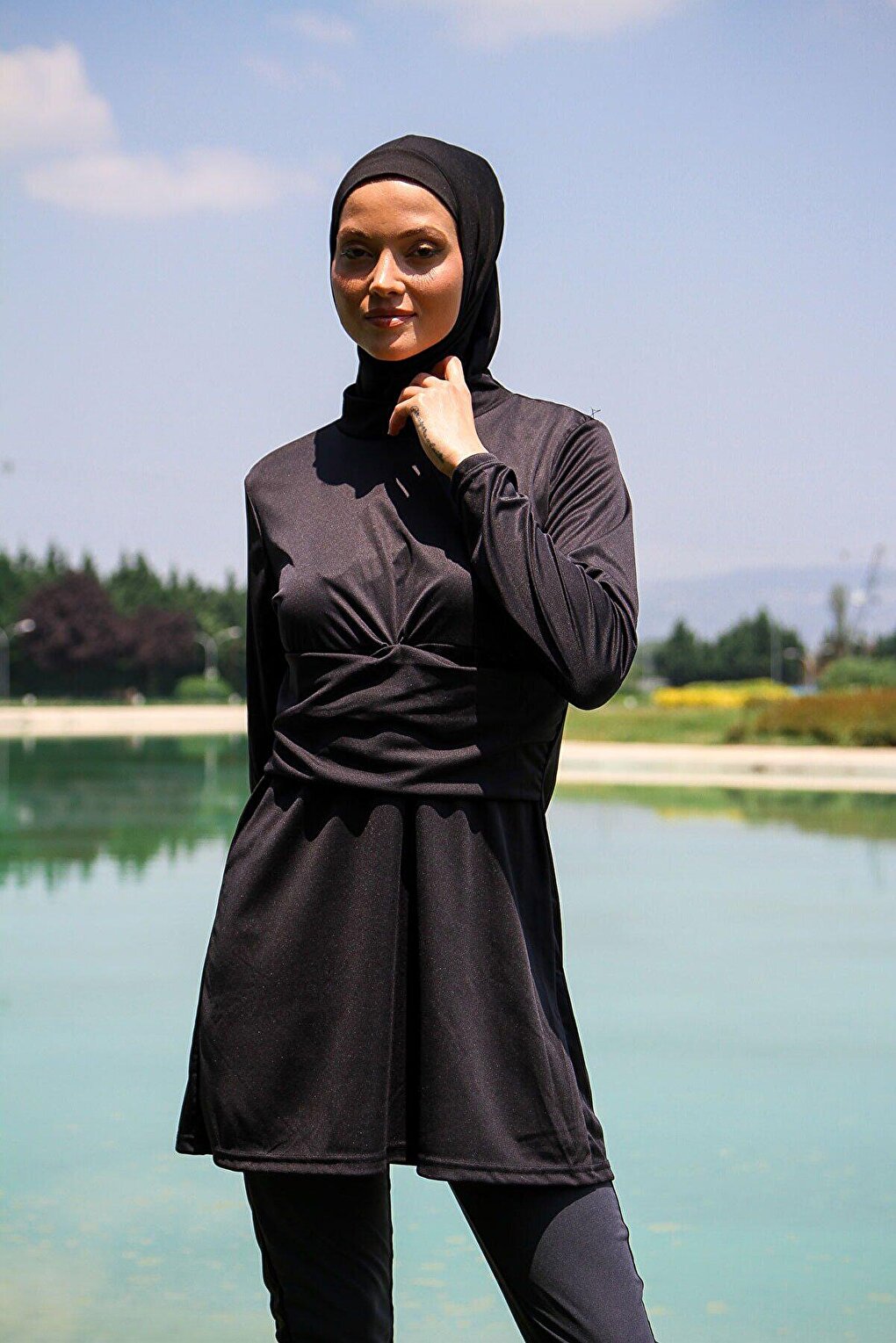 Black Full Covered Hijab Swimsuit R1118