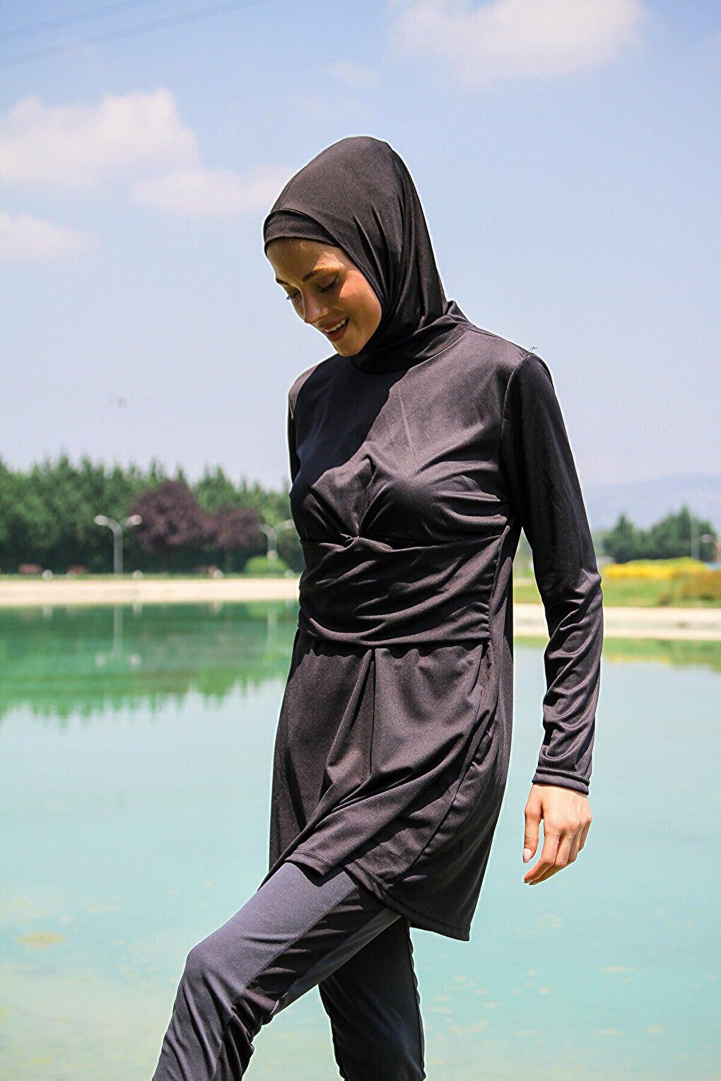 Black Full Covered Hijab Swimsuit R1118