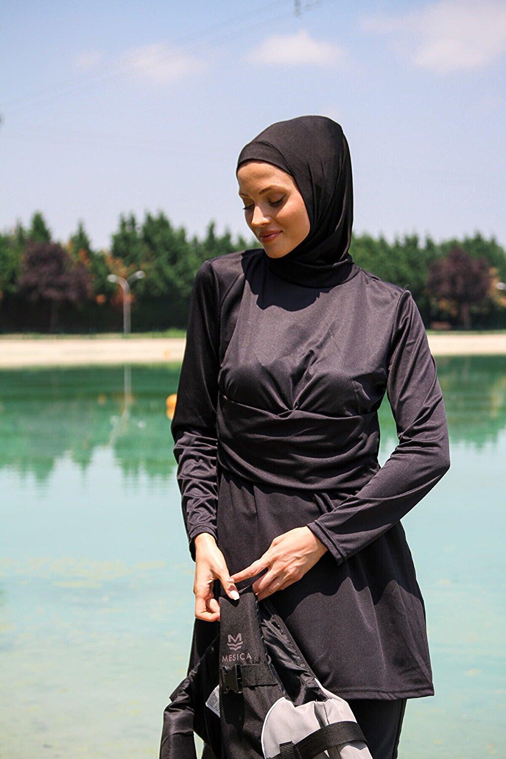 Black Full Covered Hijab Swimsuit R1118