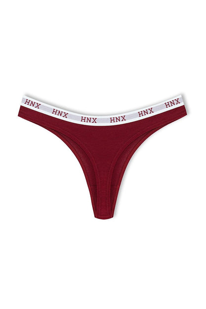 Cotton Basic Women's Thong Panties with Elastic Waist 5-pack