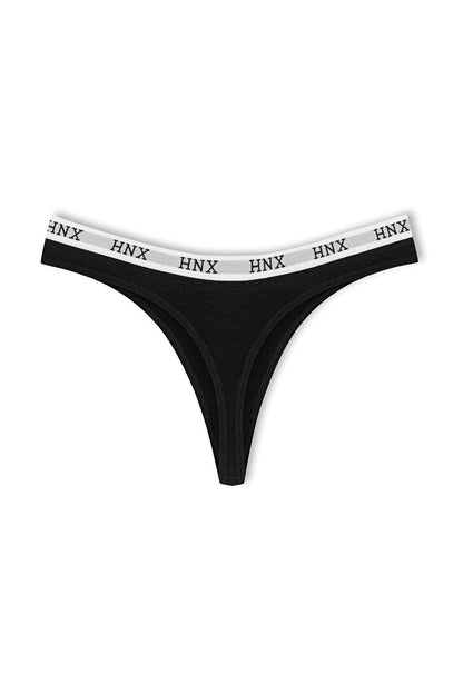 Cotton Basic Women's Thong Panties with Elastic Waist 3-Piece