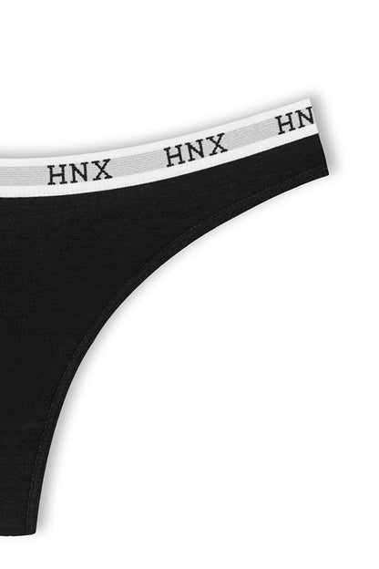 Cotton Basic Women's Thong Panties with Elastic Waist 3-Piece