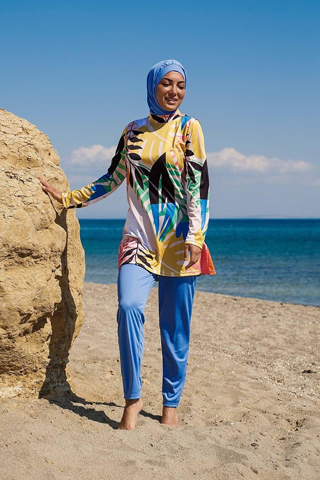 Blue Fully Covered Hijab Swimsuit R1110