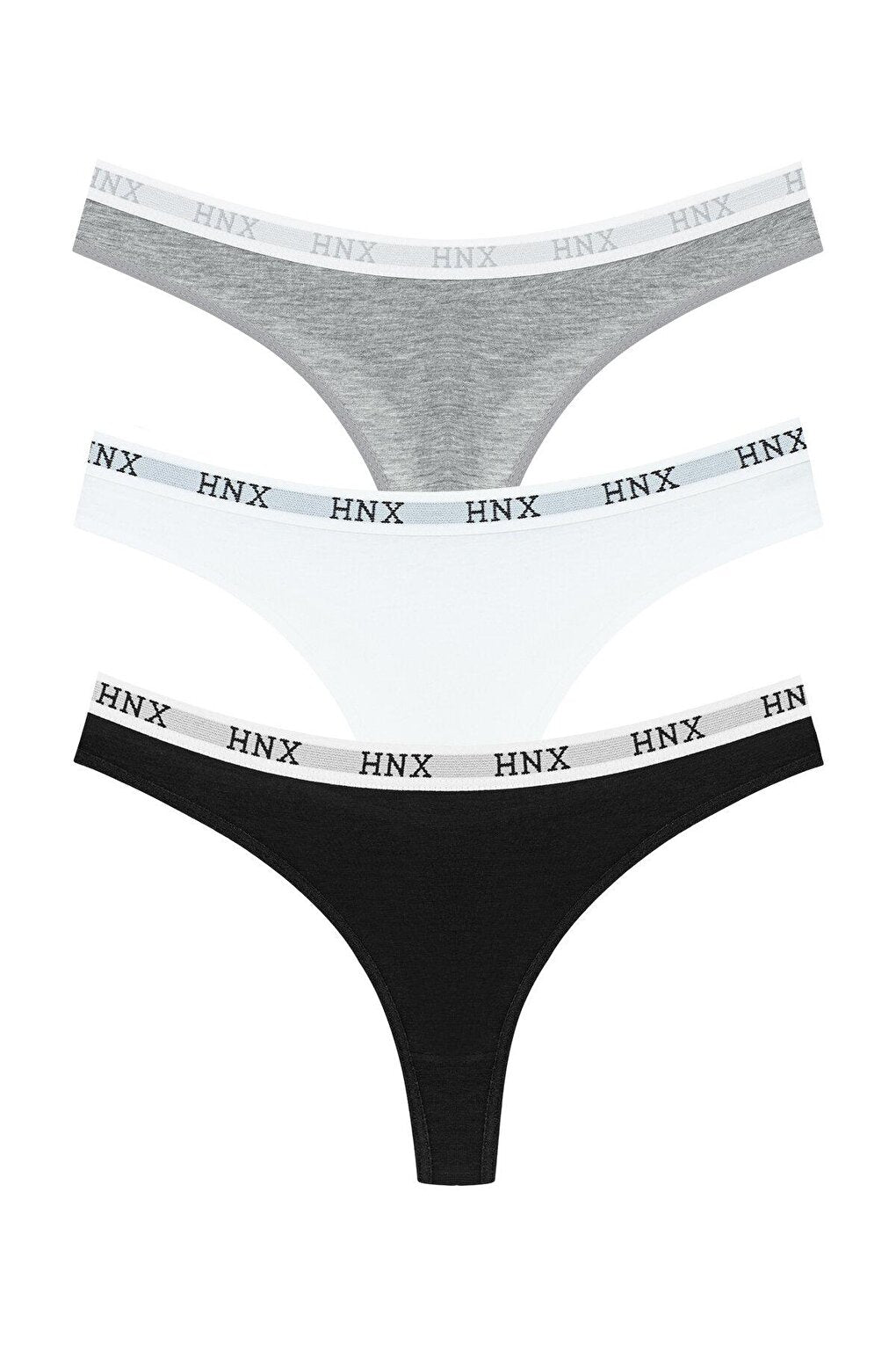 Cotton Basic Women's Thong Panties with Elastic Waist 3-Piece