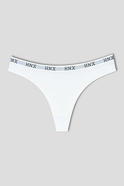 Cotton Basic Women's Thong Panties with Elastic Waist 3-Piece