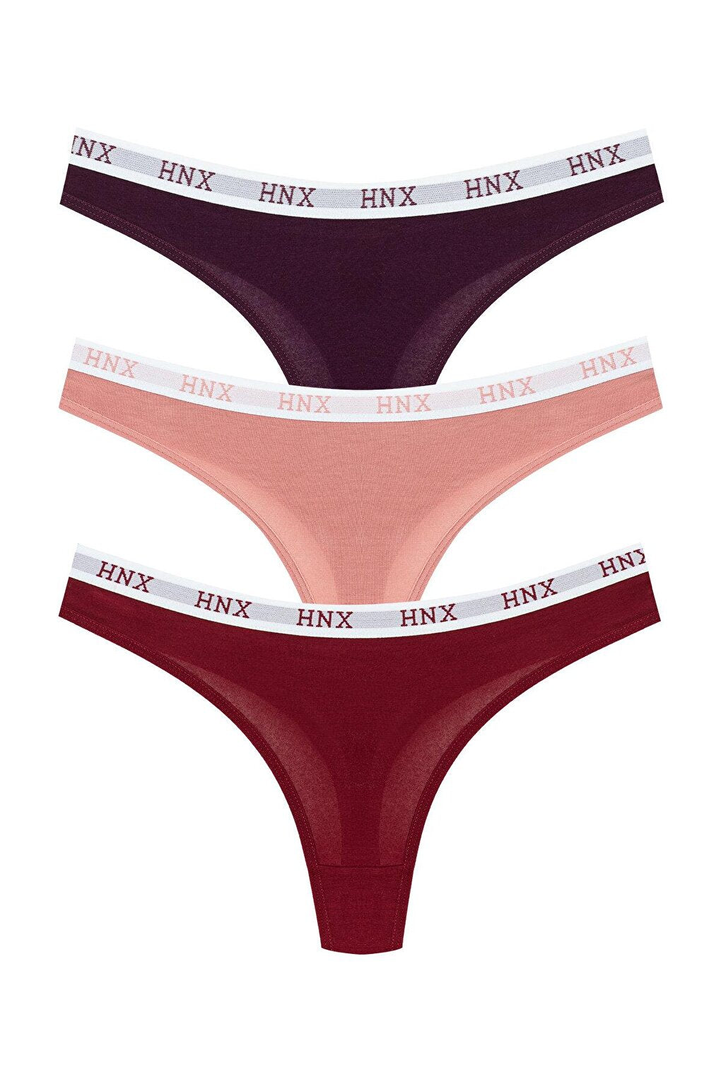 Cotton Basic Women's Thong Panties with Elastic Waist 3-Piece