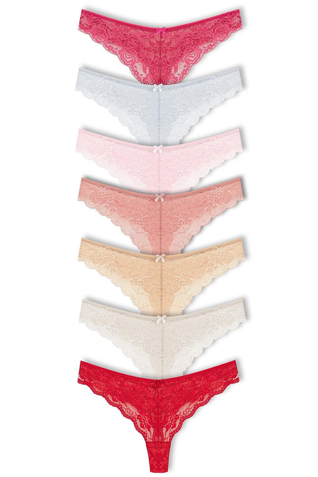 Lace High Waist Brazilian Women's Thong Panties 7 Piece