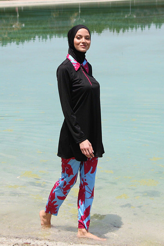 Black Full Covered Hijab Swimsuit R1108