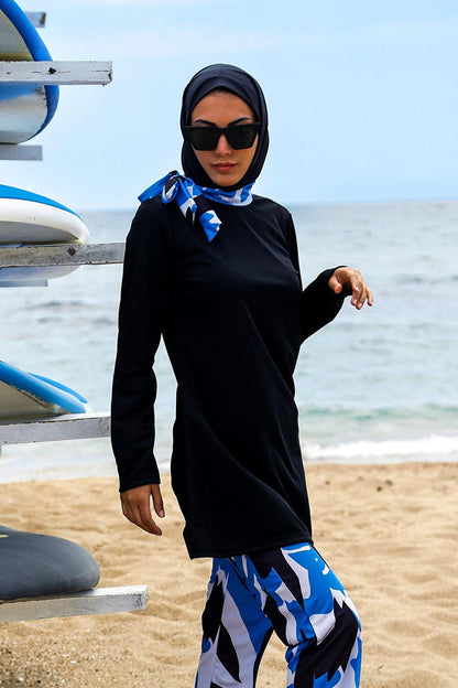 Black Full Covered Hijab Swimsuit R1111