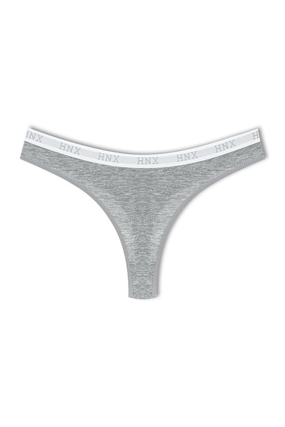 Cotton Basic Women's Thong Panties with Elastic Waist 3-Piece