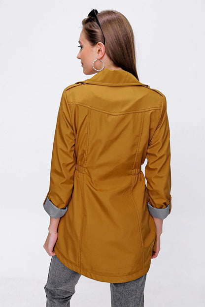 10322 Gathered Waist Trench Coat - Tan