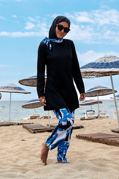 Black Full Covered Hijab Swimsuit R1111