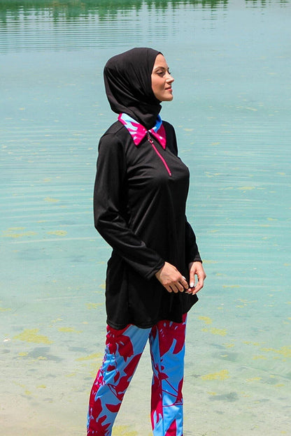 Black Full Covered Hijab Swimsuit R1108