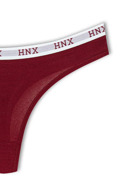 Cotton Basic Women's Thong Panties with Elastic Waist 3-Piece