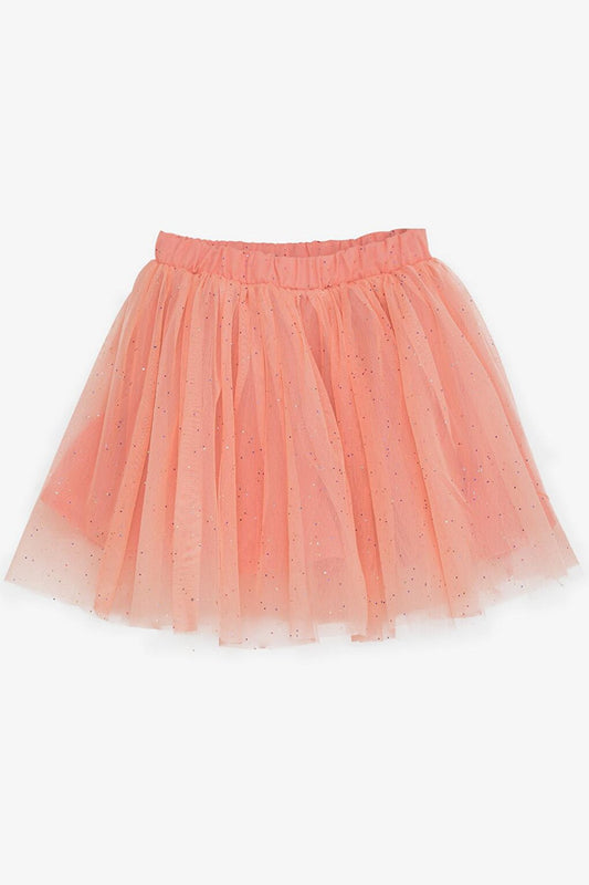 Girl's Skirt Tulle Colorful Glitter Salmon (Age 5-10)