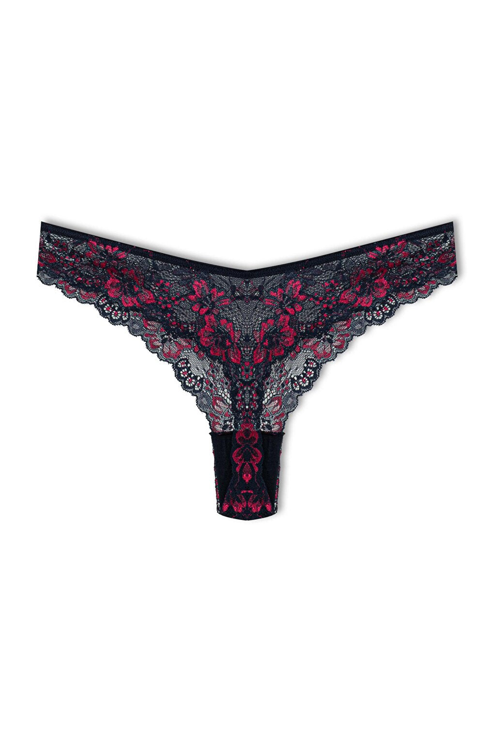 Double Color Lace High Waist Brazilian Women's Thong Panties 5-pack