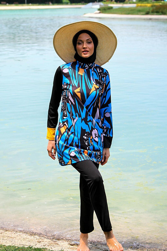 Black Full Covered Hijab Swimsuit R1103