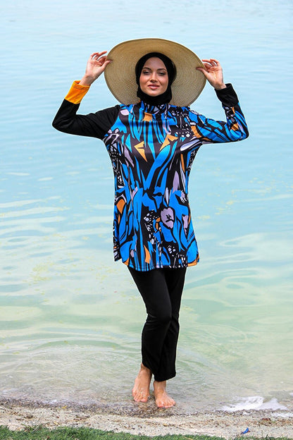 Black Full Covered Hijab Swimsuit R1103