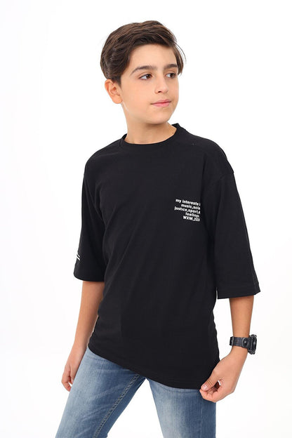 Boy's Text Printed Basic T-Shirt 9-14 Years Lx7073