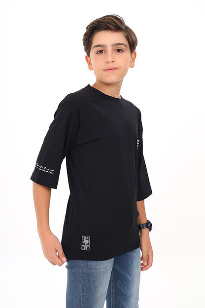 Boy's Text Printed Basic T-Shirt 9-14 Years Lx7073