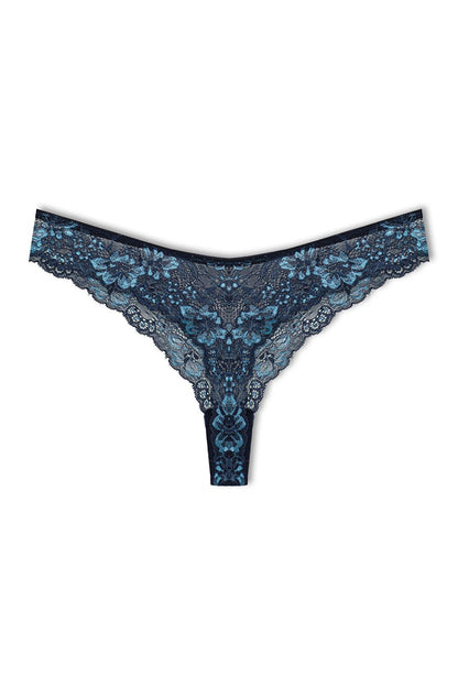 Double Color Lace High Waist Brazil Women's Thong Panties 3-Piece