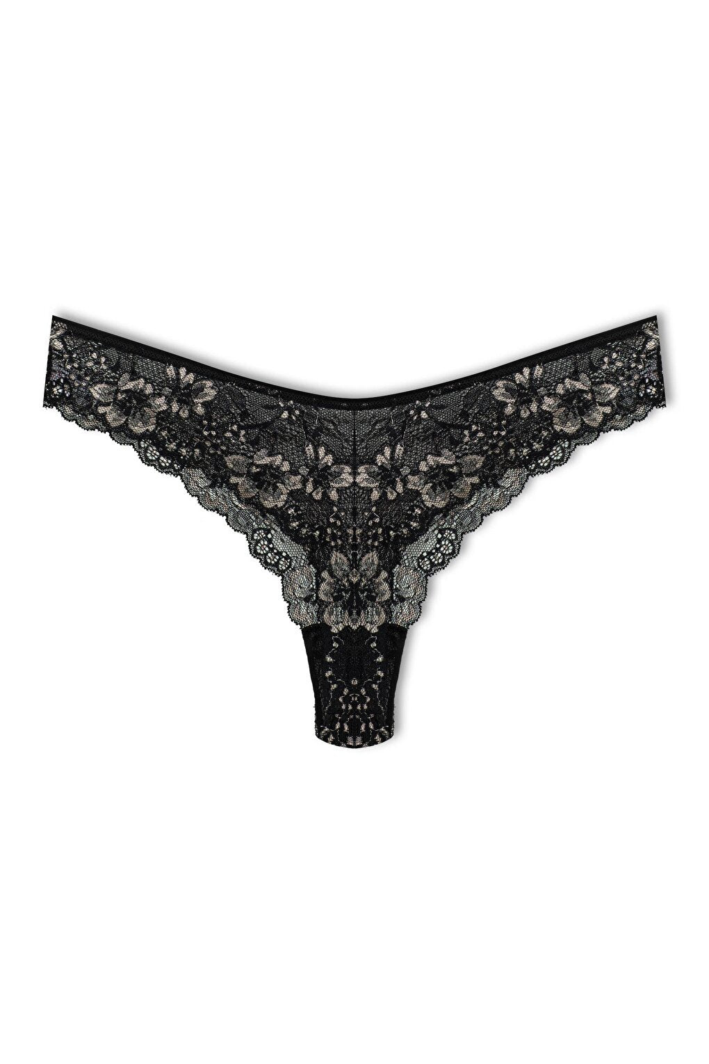 Double Color Lace High Waist Brazil Women's Thong Panties 3-Piece